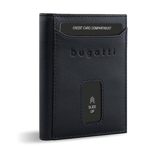 bugatti Secure Slim Mini Börse Spezial mit RV-Münzfach und RFID-Schutz aus Leder, schwarz Nappa von bugatti