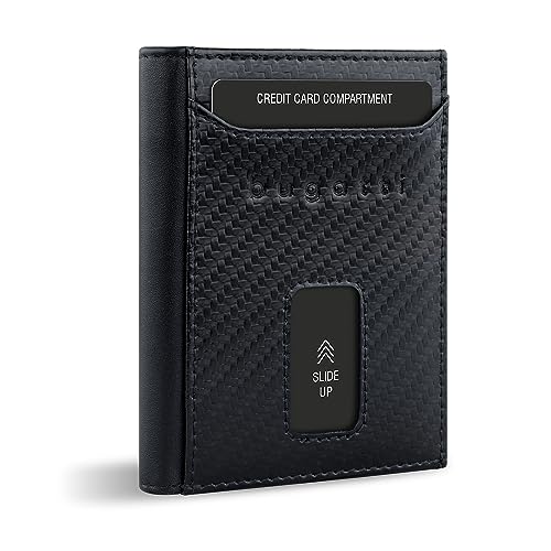bugatti Secure Slim Mini Börse Spezial mit XL-Münzfach und RFID-Schutz aus Leder, Carbon von bugatti
