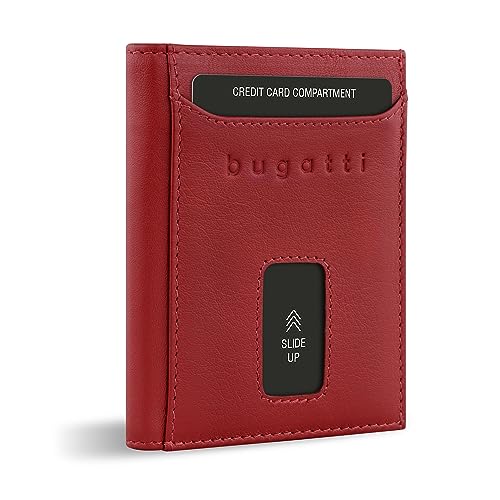 bugatti Secure Slim Mini Börse aus Leder mit RFID-Schutz, Slim Wallet, Kartenetui, rot von bugatti