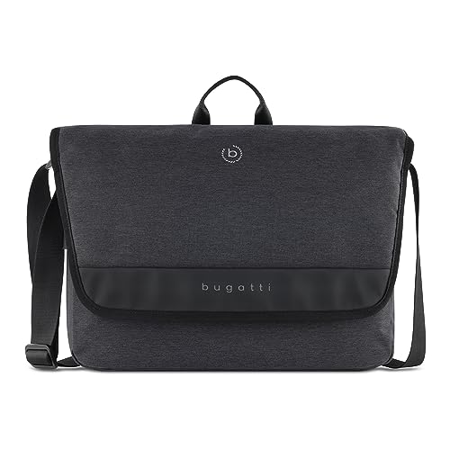 Bugatti Universum Messenger Bag für Herren mit 15“ Laptopfach, Umhängetasche Kuriertasche Schultertasche Herrentasche, Schwarz von bugatti