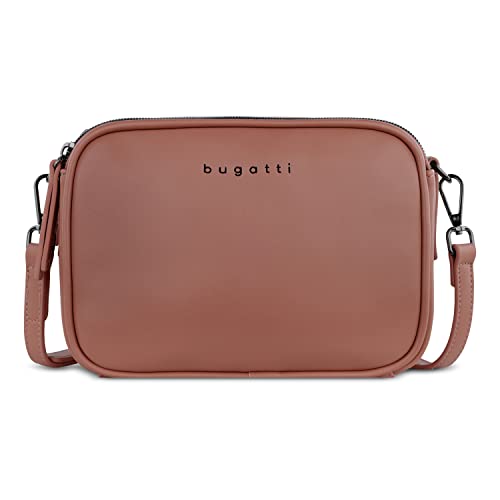 bugatti Almata kleine Schultertasche für Damen, edle Umhängetasche aus Kunstleder in apricot von bugatti