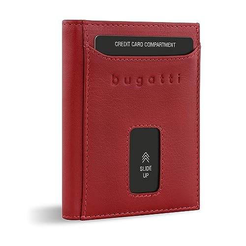 bugatti Secure Slim Mini Börse Spezial mit XL-Münzfach und RFID-Schutz aus Leder, rot von bugatti