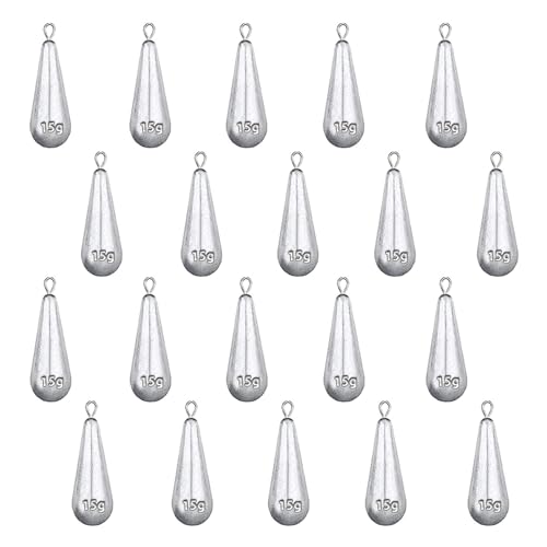 20 PCS Angelgewichte Kit, Shot Gewichte, Angeln Sinker, Birnenbleie, Angeln Blei Sinker, Angeln Drop Shot Blei Set für Outdoor Angeln Angelgerät (15g) von cailiya