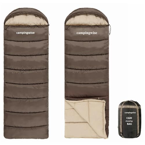 Campingwise Schlafsack | 4 Jahreszeiten | 220 x 75 cm | Extra Starke Aufbewahrungstasche und Reißverschluss | Modell 2023 von campingwise