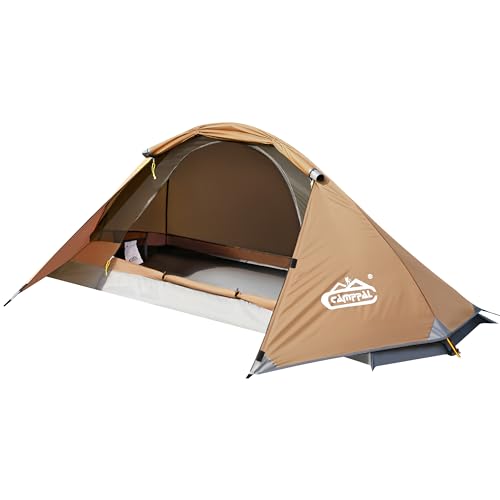Camppal MT051 Professionelles 1-Personen-Zelt, platzsparend, für 4 Jahreszeiten, leichtes Zelt für Rucksackreisen, wasserdicht, khaki von camppal