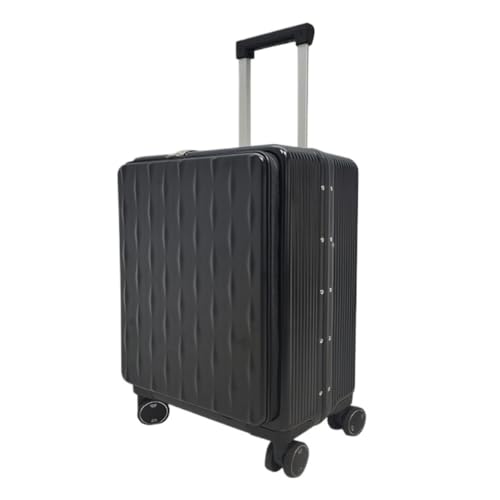 caoxinlei Koffer Koffer mit Frontöffnung, geräuschloser Universal-Rollen-Boarding-Koffer, 24-Zoll-Trolley-Koffer mit Passwortschloss Suitcase (Color : Black, Size : 18in) von caoxinlei