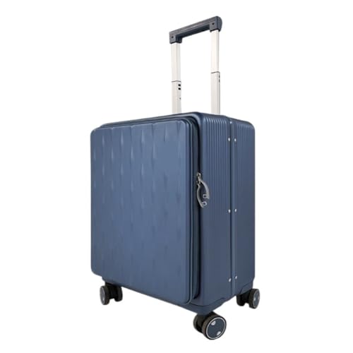 caoxinlei Koffer Koffer mit Frontöffnung, geräuschloser Universal-Rollen-Boarding-Koffer, 24-Zoll-Trolley-Koffer mit Passwortschloss Suitcase (Color : Blue, Size : 24in) von caoxinlei