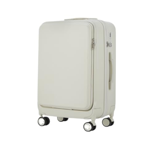 caoxinlei Koffer Multifunktionaler Koffer-Trolley for Männer, Robuster Und Langlebiger Studenten-Universal-Rad-Passwort-Koffer Suitcase (Color : White, Size : 24in) von caoxinlei