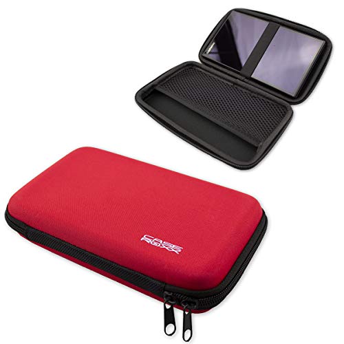 caseroxx GPS-Tasche für Aonerex GPS Navigation 7 Zoll, (GPS-Tasche mit Reissverschluss und Gummizug in rot) von caseroxx
