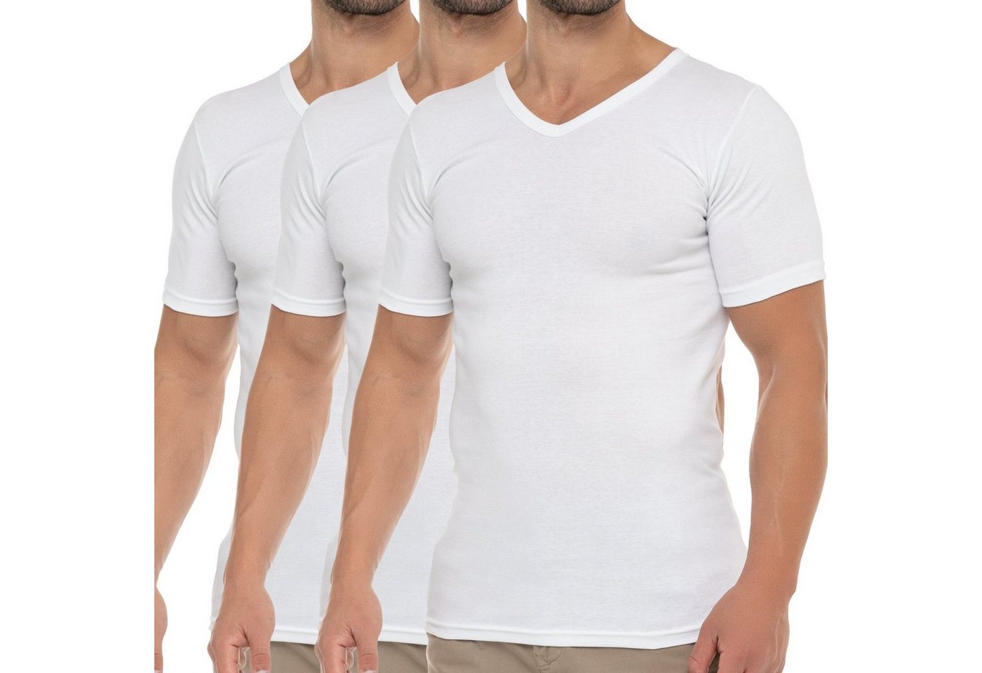 celodoro Kurzarmshirt Herren Business T-Shirt V-Neck Feinripp Baumwolle (1er/3er) von celodoro