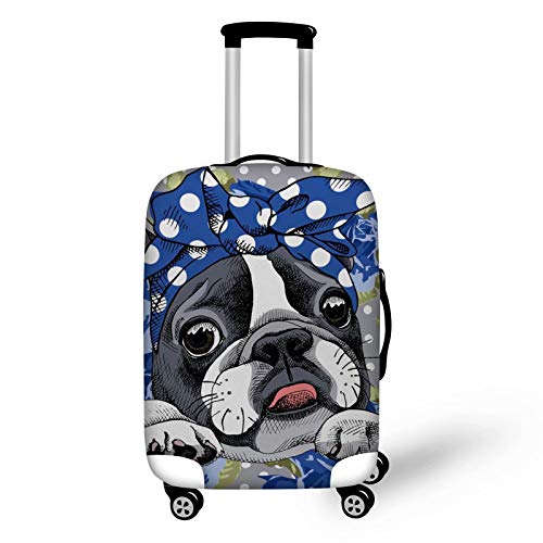 Chaqlin Boston Terrier Gepäck Staubschutzhülle Dicke elastische Reisekofferabdeckung für 26-30 Zoll Trolley Koffer Kofferabdeckung von chaqlin