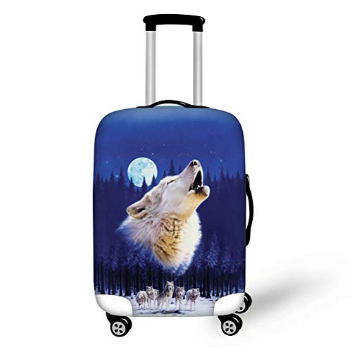 Chaqlin Luggage Cover Elastic Spandex Staubdichter Koffer Animal Wolf Gedruckt Fit 26-28 Zoll Koffer von chaqlin