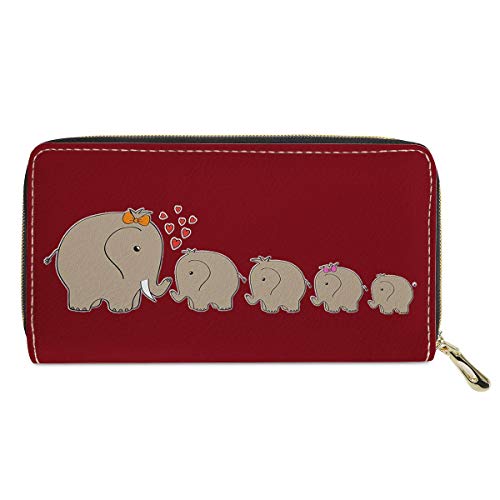 chaqlin Elephant Family Lange Brieftasche für Damen Langlebiger Reißverschluss um die Geldbörse Telefon/Karten/Münzen/Geldmuster Lederbrieftaschen… von chaqlin