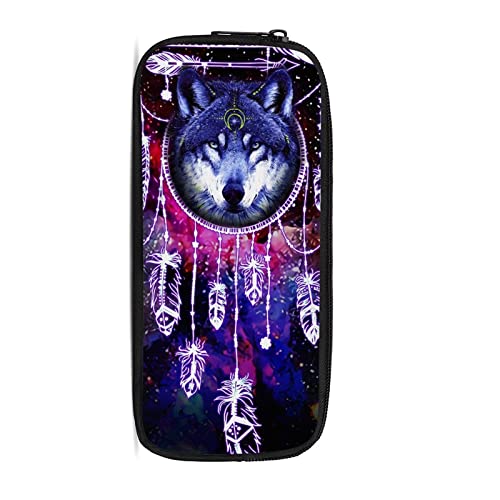 chaqlin Federmäppchen mit großem Fassungsvermögen für Schule, Büro, Studenten, Federmäppchen, Violettes Wolf-Design, Münztasche von chaqlin