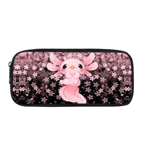 chaqlin Federmäppchen mit großer Kapazität für High School Office College Student Pencil Box Case, Axolotl Kirschblüte, Münzfach von chaqlin