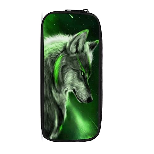 chaqlin Federmäppchen mit großer Kapazität für High School Office College Student Pencil Box Case, Galaxy Green Wolf, Münzbeutel von chaqlin