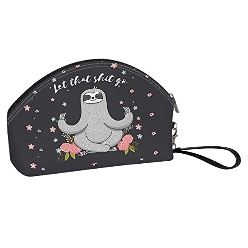 chaqlin Kosmetiktasche, Halbmond, Make-up-Taschen für Damen, PU-Leder, Reise-Kulturbeutel, Waschbeutel, Yoga-Faultier, Einheitsgröße, Kulturtasche von chaqlin