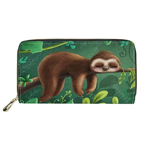chaqlin Ledergeldbörse für Damen, kleine verliebte Hunde, Geschenk für Ihre Freundin, Ehefrau, Handygeldbörsen, Kartenhalter, Faultier-Design, Einheitsgröße, Geldklammer von chaqlin