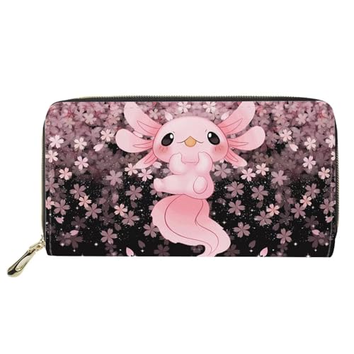 chaqlin Multi-Kreditkarten-Geldbörse für Damen, Geschenke, PU-Leder, Reiseausweis, Geldscheine und Münzen, Geldbeutel, Handyhülle, Niedliches Axolotl, Einheitsgröße, Geldklammer von chaqlin