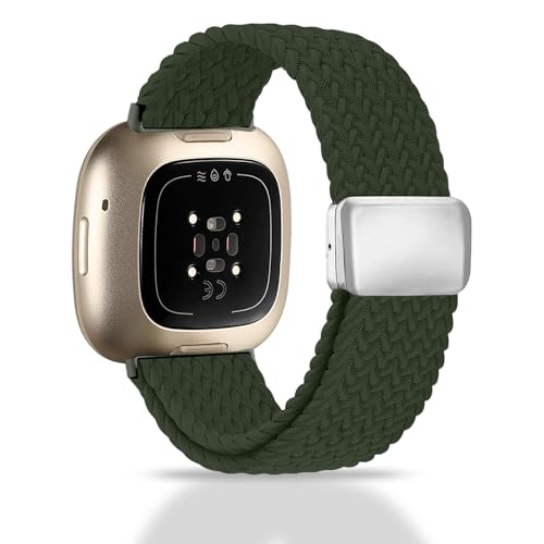 Chinbersky Geflochtenes Armband Kompatibel mit Fitbit Versa 4 Armband/Fitbit Versa 3 Armband/Fitbit Sense Armband, mit Magnet Verschluss Elastisches Nylon Band für Fitbit Versa 4/Versa 3/Sense 2/Sense von chinbersky