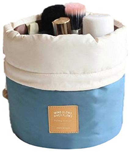 Kosmetikbeutel mit Kordelzug rund Kosmetiktasche Portable Reise Make up Kulturtasche fürs Handgepäck Beutel für Reise Outdoor (Blau) von chuangminghangqi