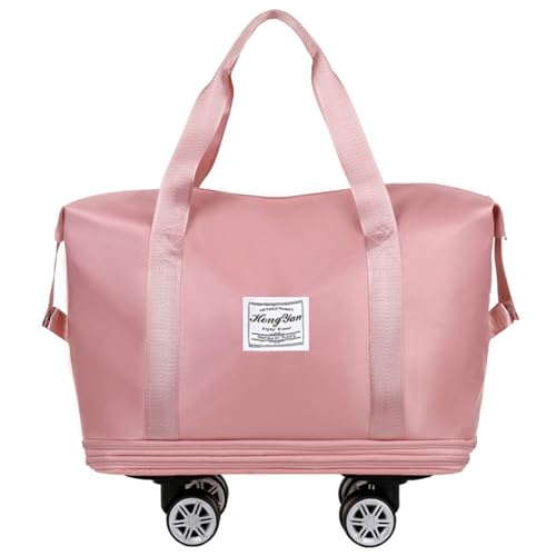 churuso Faltbare Gepäcktasche, erweiterbar, mit Rolltuch, Trocken-Nass-Trennung, große Kapazität, Wochenendtasche, faltbare Gepäcktasche, rose von churuso