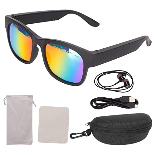 Intelligente Sonnenbrille, Kabellose Stereo-Bluetooth-Sonnenbrille, Schwarze Rahmen, Geräuschunterdrückende, Intelligente Sonnenbrille mit Kopfhörer Zum Radfahren, Laufen, Fahren,(Sieben Farben) von ciciglow