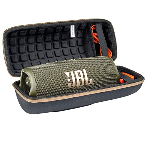 co2CREA Hart Reise Schutz Hülle Etui Tasche für JBL Charge 4 / JBL Charge 5 Tragbarer Bluetooth Lautsprecher (Schwarz Hülle/Sand Reißverschluss) von co2CREA