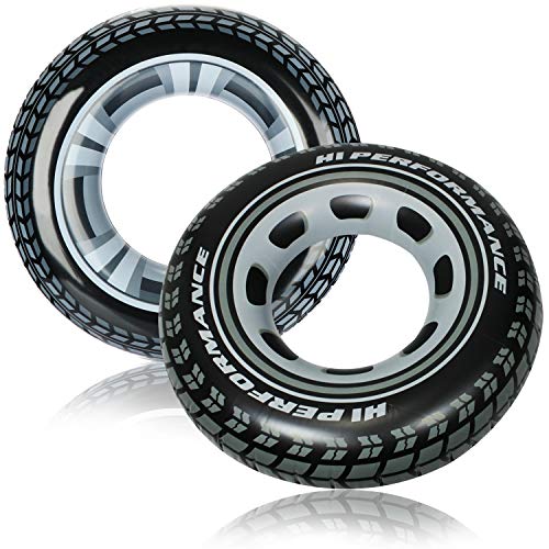 com-four® 2X Aufblasbarer Schwimmreifen im Reifen Design - Schwimmring für Kinder und Erwachsene [Auswahl variiert] (Autoreifen) von com-four