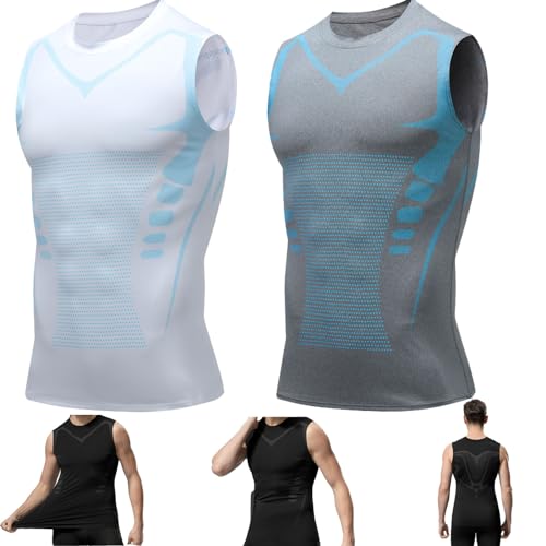 cookx 2024 New Shapewear Vest for Men,Comfortable and Breathable Ice Silk Fabric,Ionic Shaping Sleeveless Shirt (M,#8) von cookx