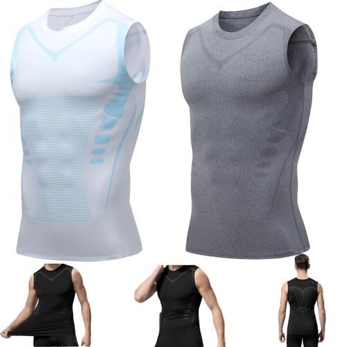 cookx 2024 New Shapewear Vest for Men,Comfortable and Breathable Ice Silk Fabric,Ionic Shaping Sleeveless Shirt (S,#7) von cookx