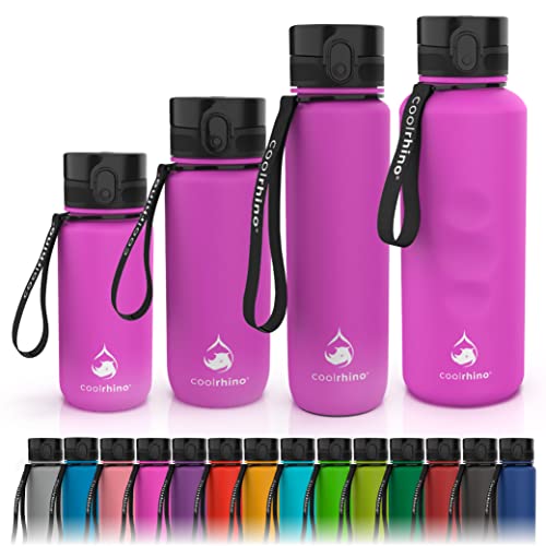 coolrhino Trinkflasche 1,5l für Sport, Outdoor, Schule, Fitness & Kinder - Wasserflasche auslaufsicher und Bpa frei - Flasche für Kohlensäure geeignet (Rhino pink, 1500ml) von coolrhino