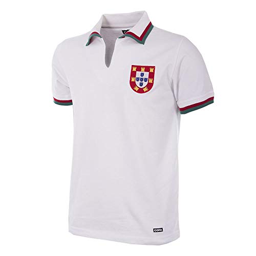copa Herren Portugal 1972 Away Retro Football Shirt T Fußballkragen, weiß, L von copa