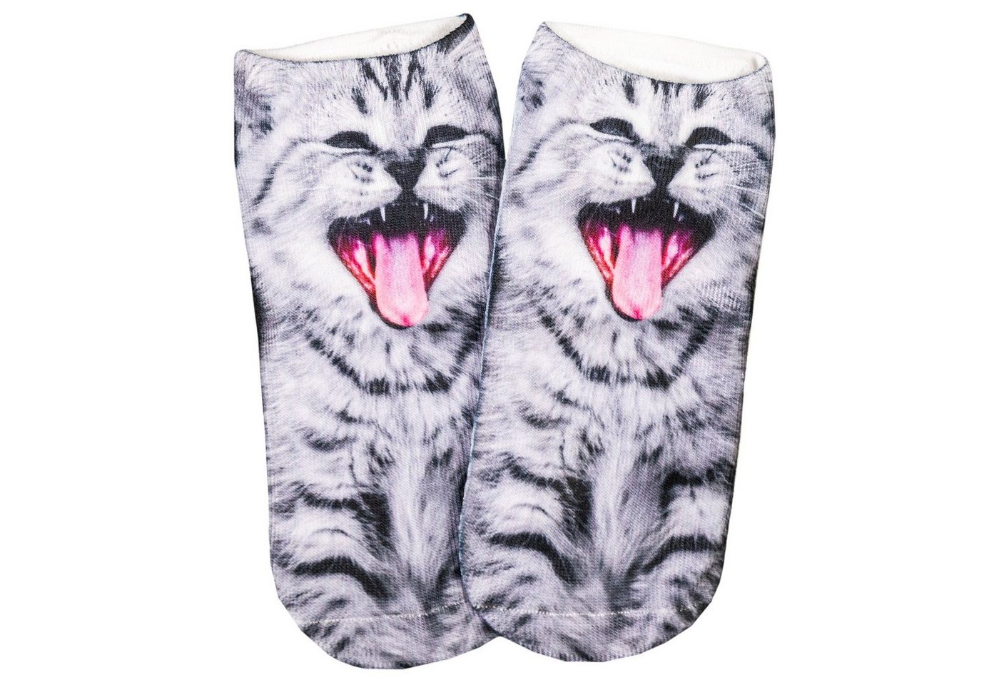 cosey Sneakersocken 1 Paar Sneaker Socken – Katzen Design – Einheits-Größe 33-40 D01 Gähnende Katze von cosey