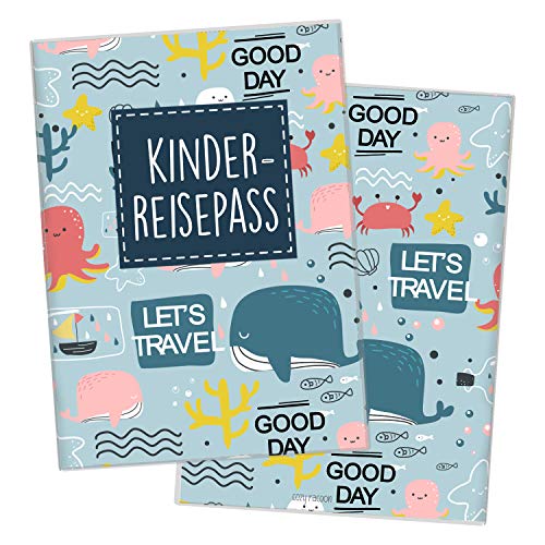 cozy racoon Reisepasshülle für Kinder | Hochwertige Hülle für den Reisepass Deines Kindes |Design Ocean (ohne Personalisierung) von cozy racoon