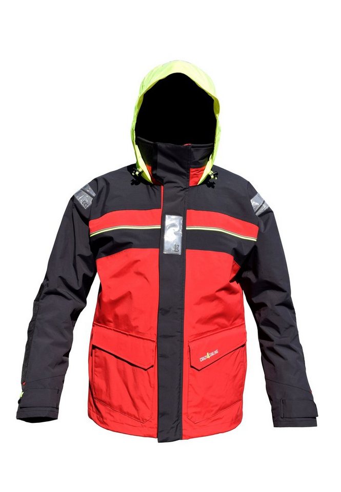 crazy4sailing Outdoorjacke Bergen crazy4sailing Offshore Segeljacke mit Reflexstreifen und Neon-Kapuze von crazy4sailing