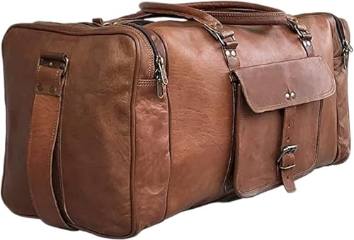 61 cm große Reisetasche aus echtem Leder, für Reisen, Wochenende, Sport, Fitnessstudio, für Herren, braun, 63,5 cm (25 Zoll) von cuero
