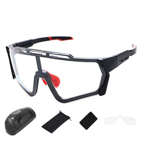 curfair Sport-Sonnenbrille für Damen, polarisierte Fahrradbrille mit austauschbaren Gläsern, UV-Schutz, Sportbrille für Herren und Damen, Schwarz und Rot von curfair