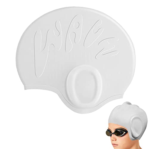 Silikon-Badekappe - Mädchen Schwimmmütze Gehörschutz 3D - Silikon-Badekappen, wasserdicht zum Duschen, Schwimmen, Baden, schützen das Haar für Frauen und Männer Cypreason von cypreason