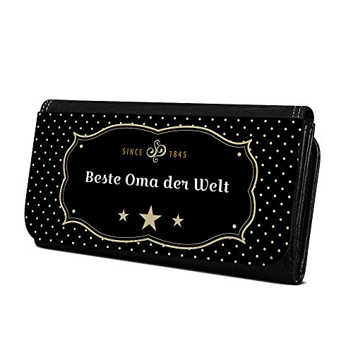 Geldbörse mit Namen Beste Oma der Welt - Design Retro Wappen - Brieftasche, Geldbeutel, Portemonnaie, personalisiert für Damen und Herren von digital print