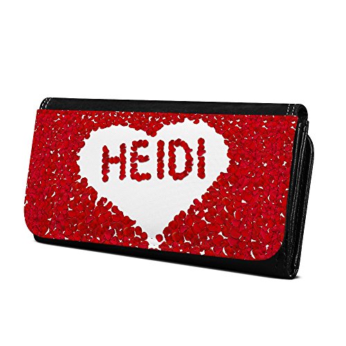 Geldbörse mit Namen Heidi - Design Rosenherz - Brieftasche, Geldbeutel, Portemonnaie, personalisiert für Damen und Herren von digital print