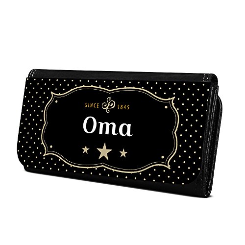 Geldbörse mit Namen Oma - Design Retro Wappen - Brieftasche, Geldbeutel, Portemonnaie, personalisiert für Damen und Herren von digital print