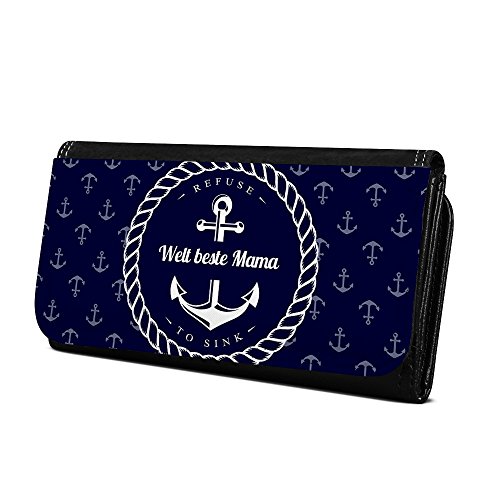 Geldbörse mit Namen Welt Beste Mama - Design Anker - Brieftasche, Geldbeutel, Portemonnaie, personalisiert für Damen und Herren von digital print