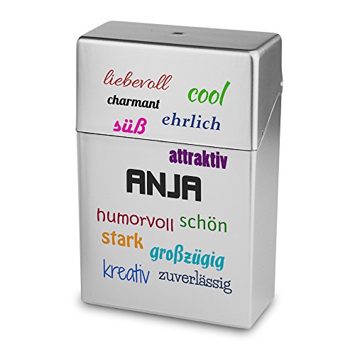 Zigarettenbox mit Namen Anja - Personalisierte Hülle mit Design Positive Eigenschaften - Zigarettenetui, Zigarettenschachtel, Kunststoffbox von digital print