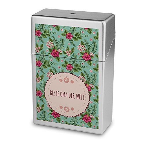 Zigarettenbox mit Namen Beste Oma der Welt - Personalisierte Hülle mit Design Blumen - Zigarettenetui, Zigarettenschachtel, Kunststoffbox von digital print