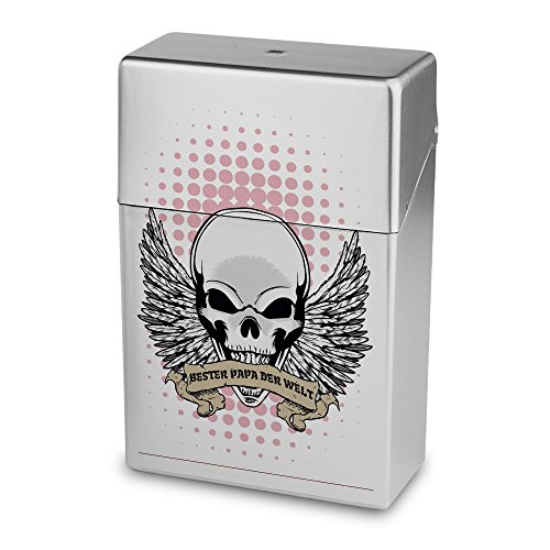 Zigarettenbox mit Namen Bester Papa der Welt - Personalisierte Hülle mit Design Totenkopf - Zigarettenetui, Zigarettenschachtel, Kunststoffbox von digital print