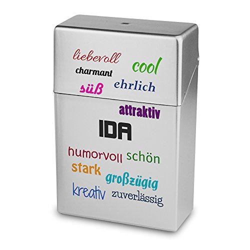 Zigarettenbox mit Namen Ida - Personalisierte Hülle mit Design Positive Eigenschaften - Zigarettenetui, Zigarettenschachtel, Kunststoffbox von digital print