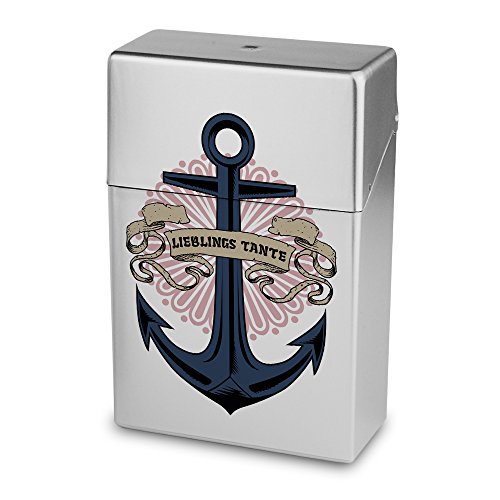 Zigarettenbox mit Namen Lieblings Tante - Personalisierte Hülle mit Design Anker - Zigarettenetui, Zigarettenschachtel, Kunststoffbox von digital print