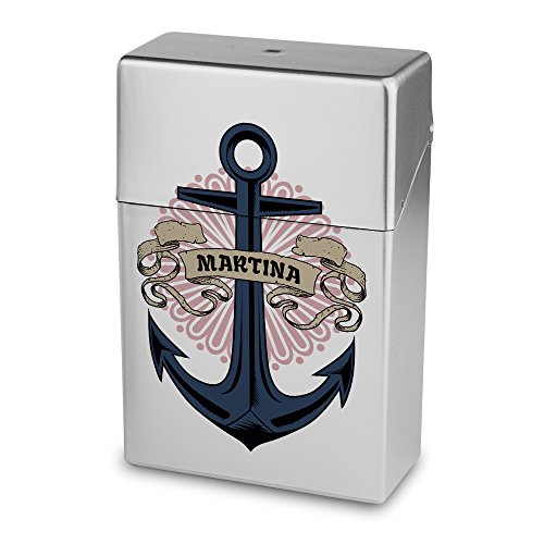 Zigarettenbox mit Namen Martina - Personalisierte Hülle mit Design Anker - Zigarettenetui, Zigarettenschachtel, Kunststoffbox von digital print