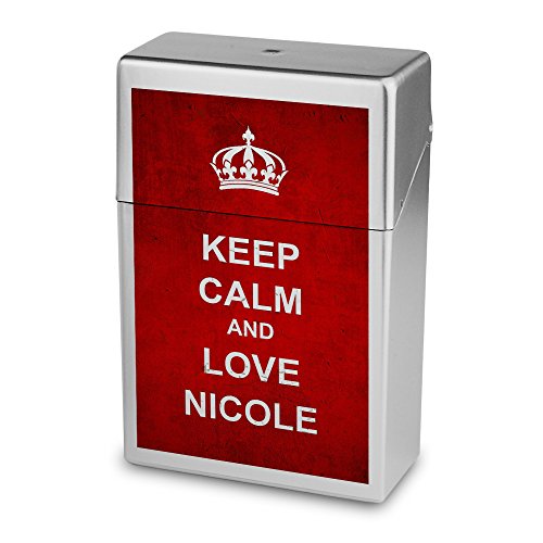 Zigarettenbox mit Namen Nicole - Personalisierte Hülle mit Design Keep Calm - Zigarettenetui, Zigarettenschachtel, Kunststoffbox von digital print
